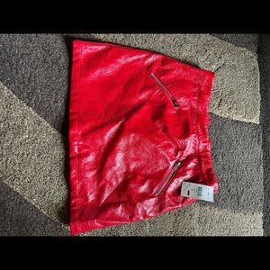 Red leather skirt